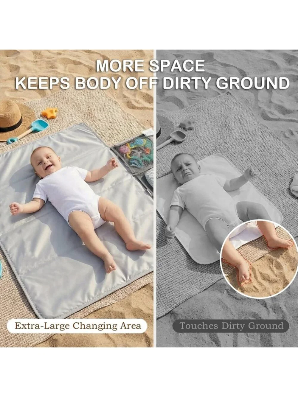 Large Waterproof Portable Diaper Changing Pad - Foldable Baby Travel Mat with